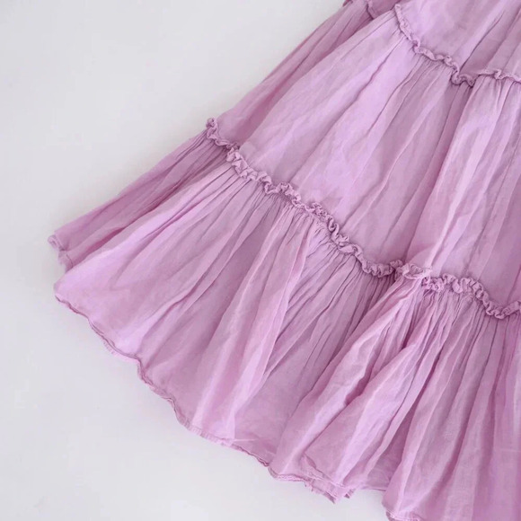 Anthropologie Samant Chauhan Lola Tiered Tunic Liliac 100% Cotton Midi Dress XS - Picture 7 of 11